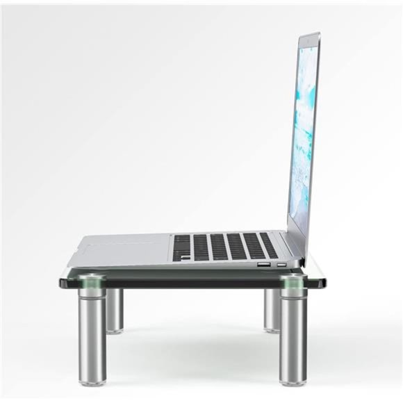 Dual Glass Monitor Stand Riser, 2 Pack Computer Monitor Riser, Clear Stand - Picture 5 of 7